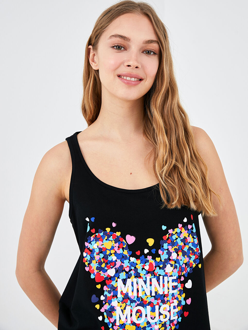 Ženska Minnie Mouse Štampana Haljina za Plažu sa Bretelama i U Izrezom-4