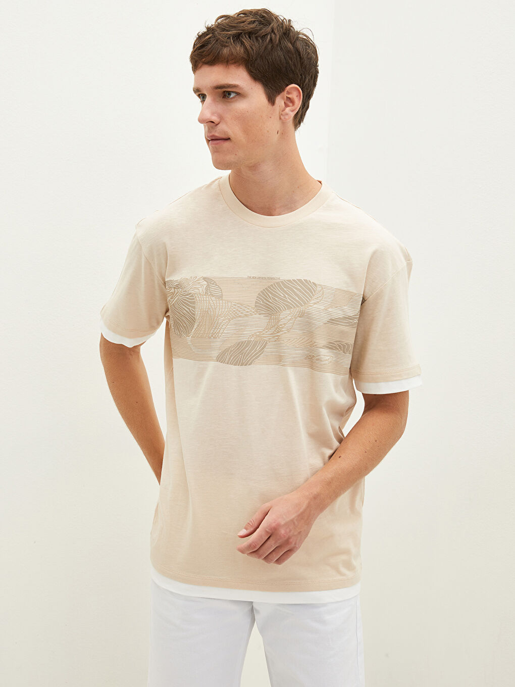 Tricou pentru Bărbați cu Guler Rotund, Mânecă Scurtă, Imprimat, din Bumbac Pieptănat-2