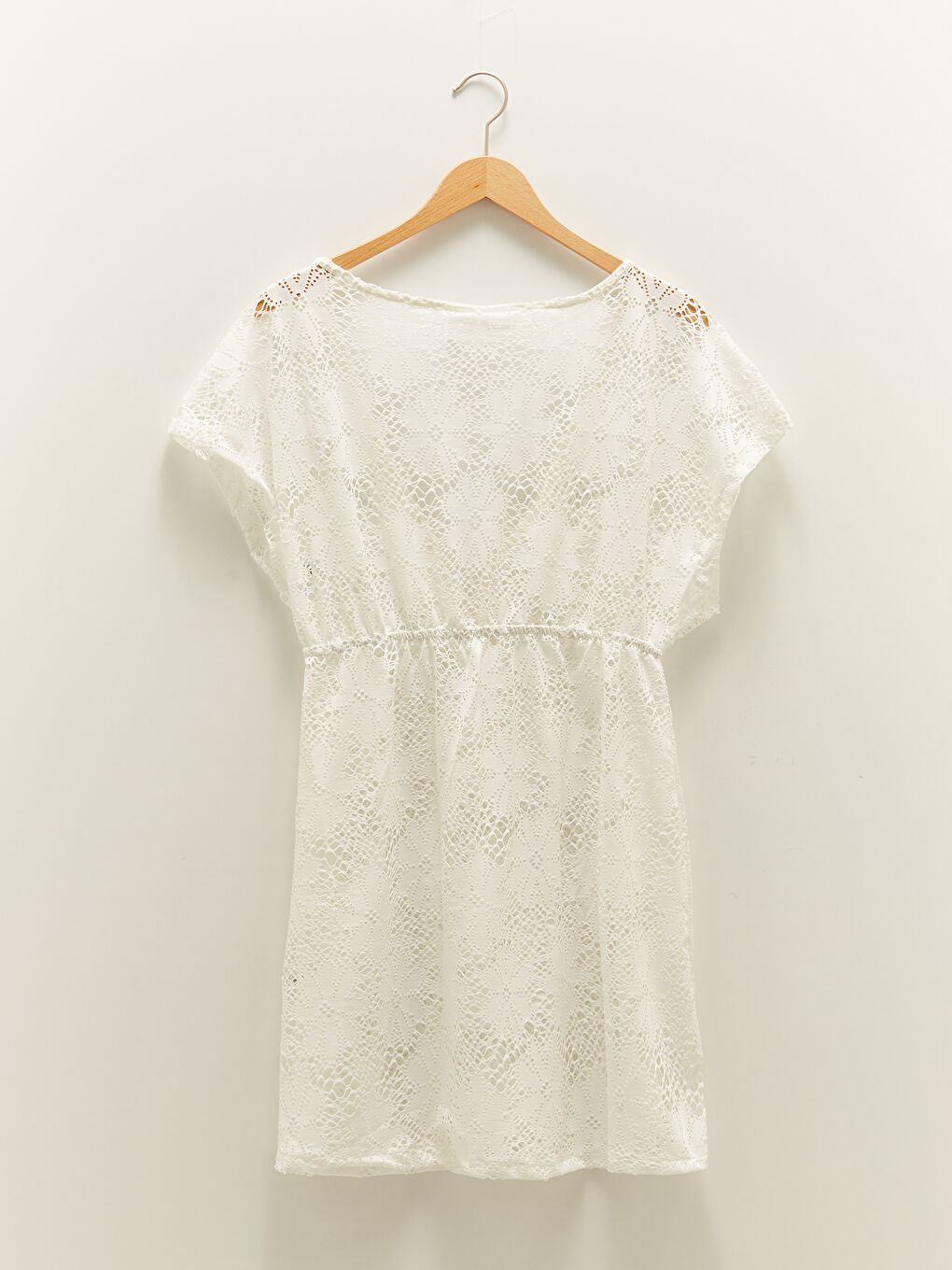 Rochie De Plajă Damă Din Dantelă Cu Mânecă Scurtă Și Decolteu În V-6