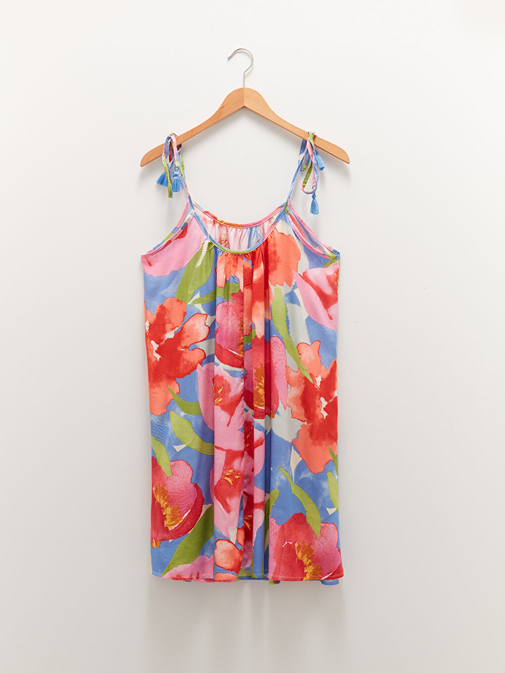 Rochie de Plajă pentru Femei din Voal Imprimat cu Bretele Tip Frânghie-5