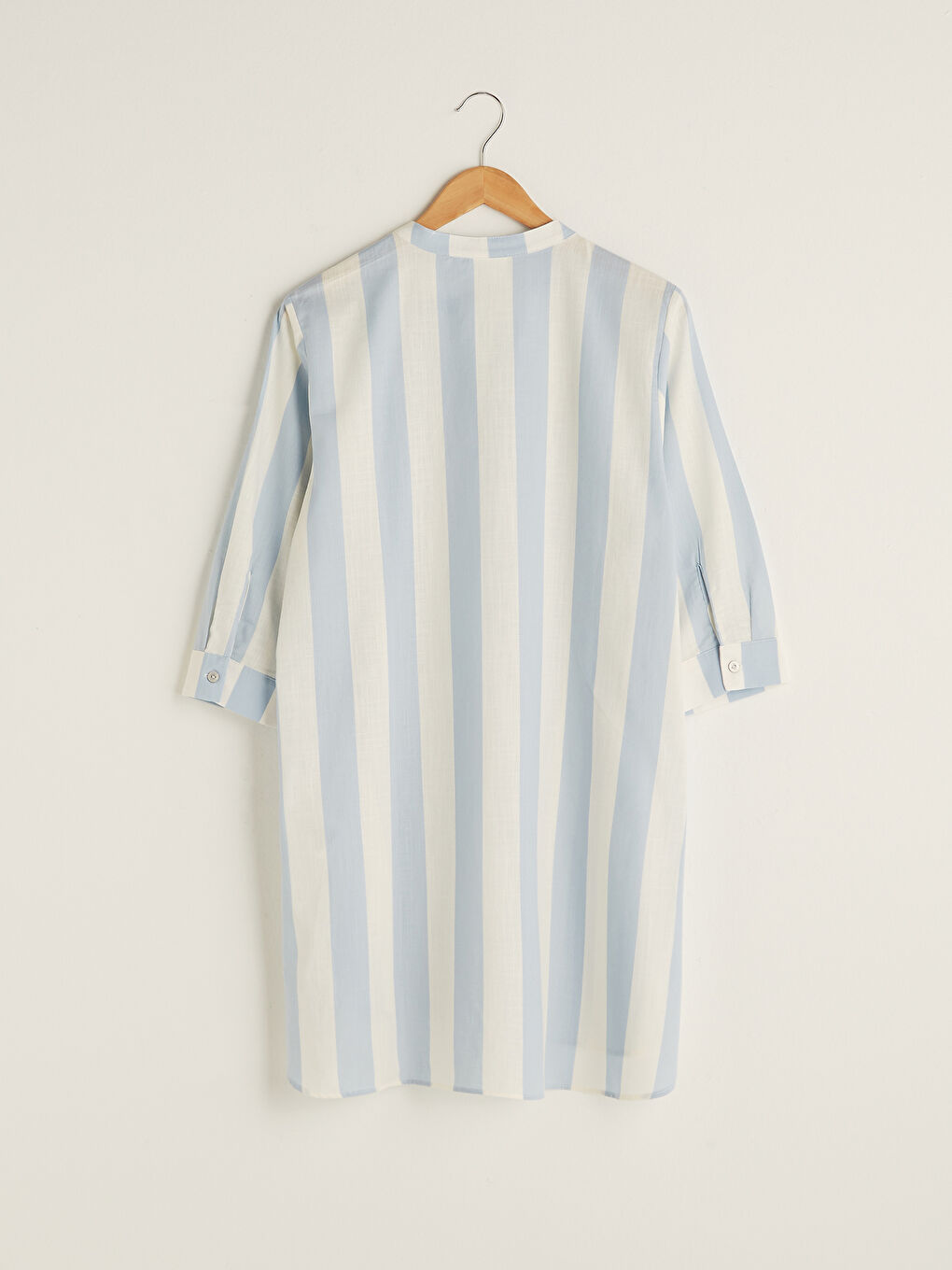 Пляжное Платье Женское Из Вуали В Полоску С Застежкой На Пуговицы Спереди И Вырезом Хенли-6