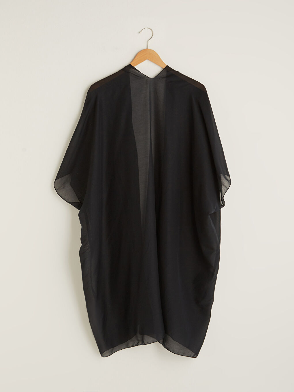 Double Breasted Collar Straight Short Sleeve Voile Fabric Women Kimono-6