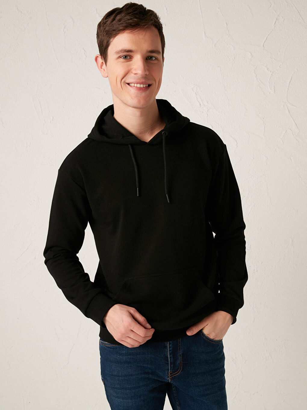 Sweat-Shirt à Capuche Basique Épais à Manches Longues pour Hommes