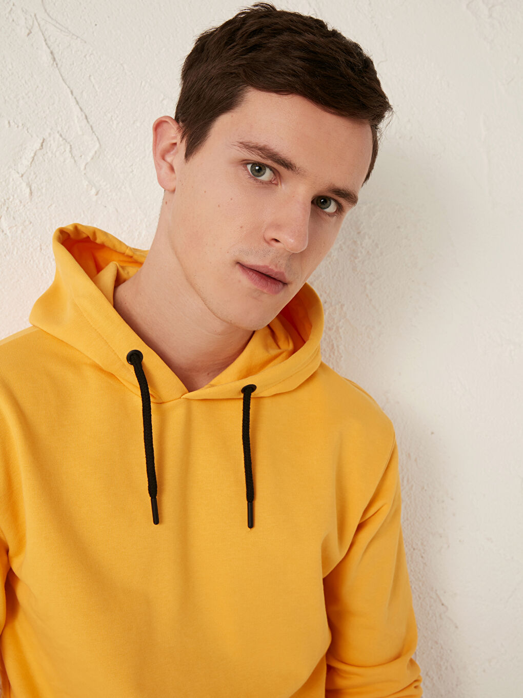 Turuncu Uzun Kollu Basic Kalın Erkek Hoodie-2