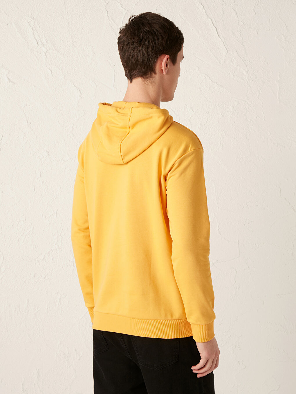 Turuncu Uzun Kollu Basic Kalın Erkek Hoodie-4