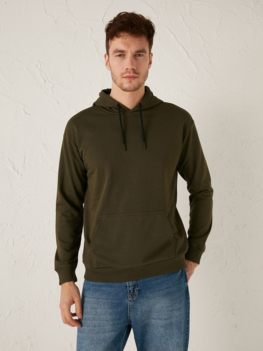 Hanorac Gros Simplu Basic cu Mânecă Lungă și Glugă pentru Bărbați