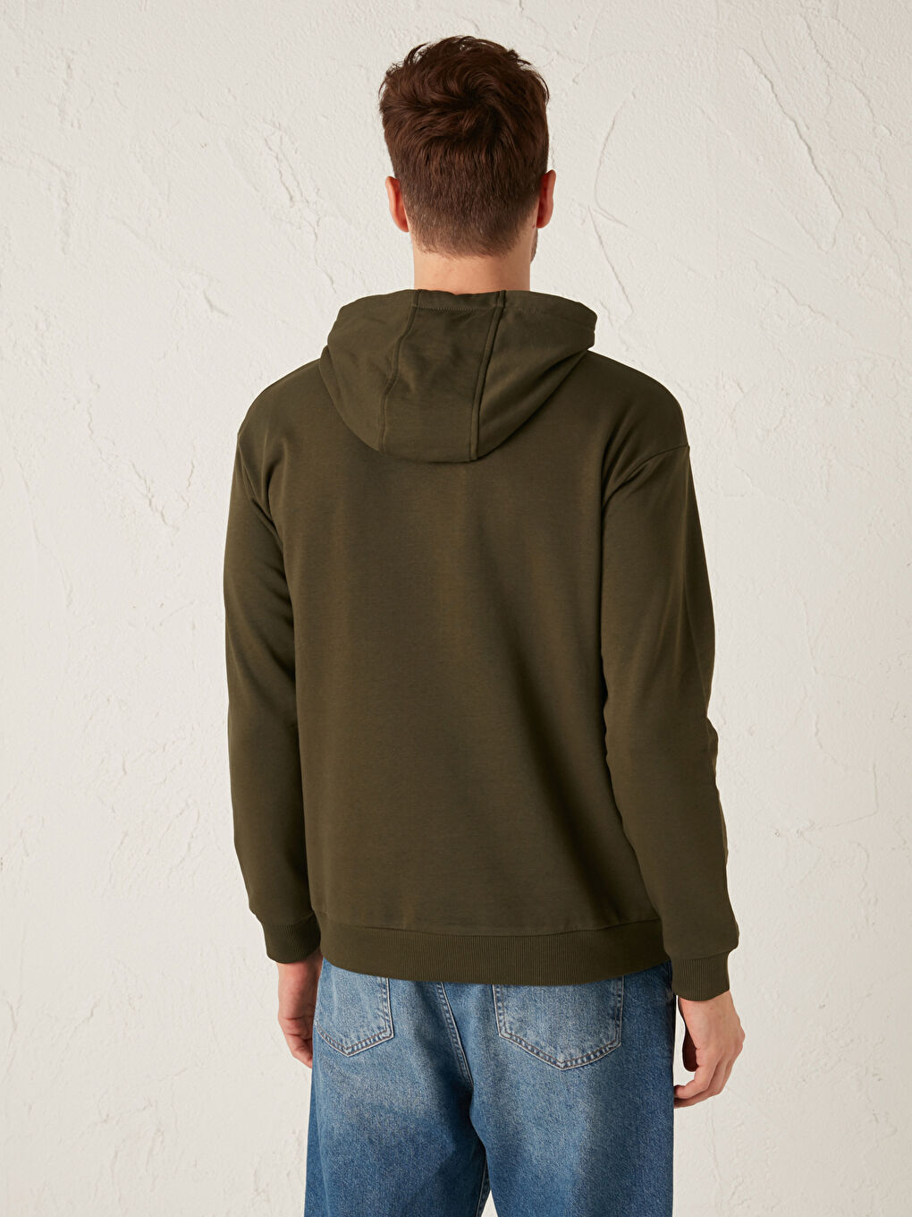 Hanorac Gros Simplu Basic cu Mânecă Lungă și Glugă pentru Bărbați-3