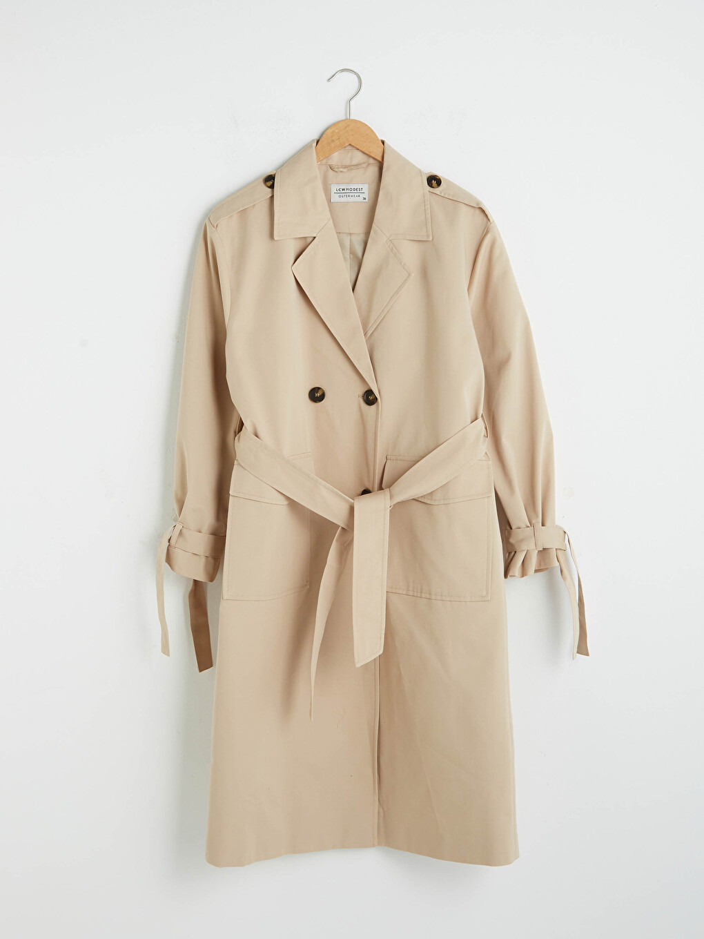 Jacket Collar Slogan Printed Belted Long Sleeve Oversize Women's Trench Coat-5