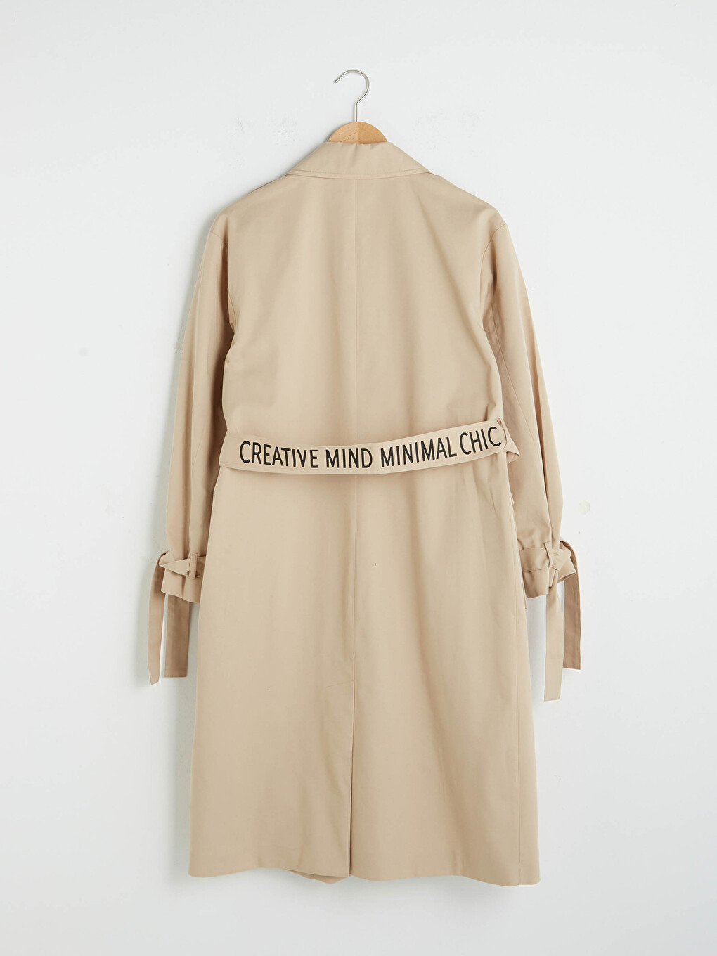 Jacket Collar Slogan Printed Belted Long Sleeve Oversize Women's Trench Coat-6