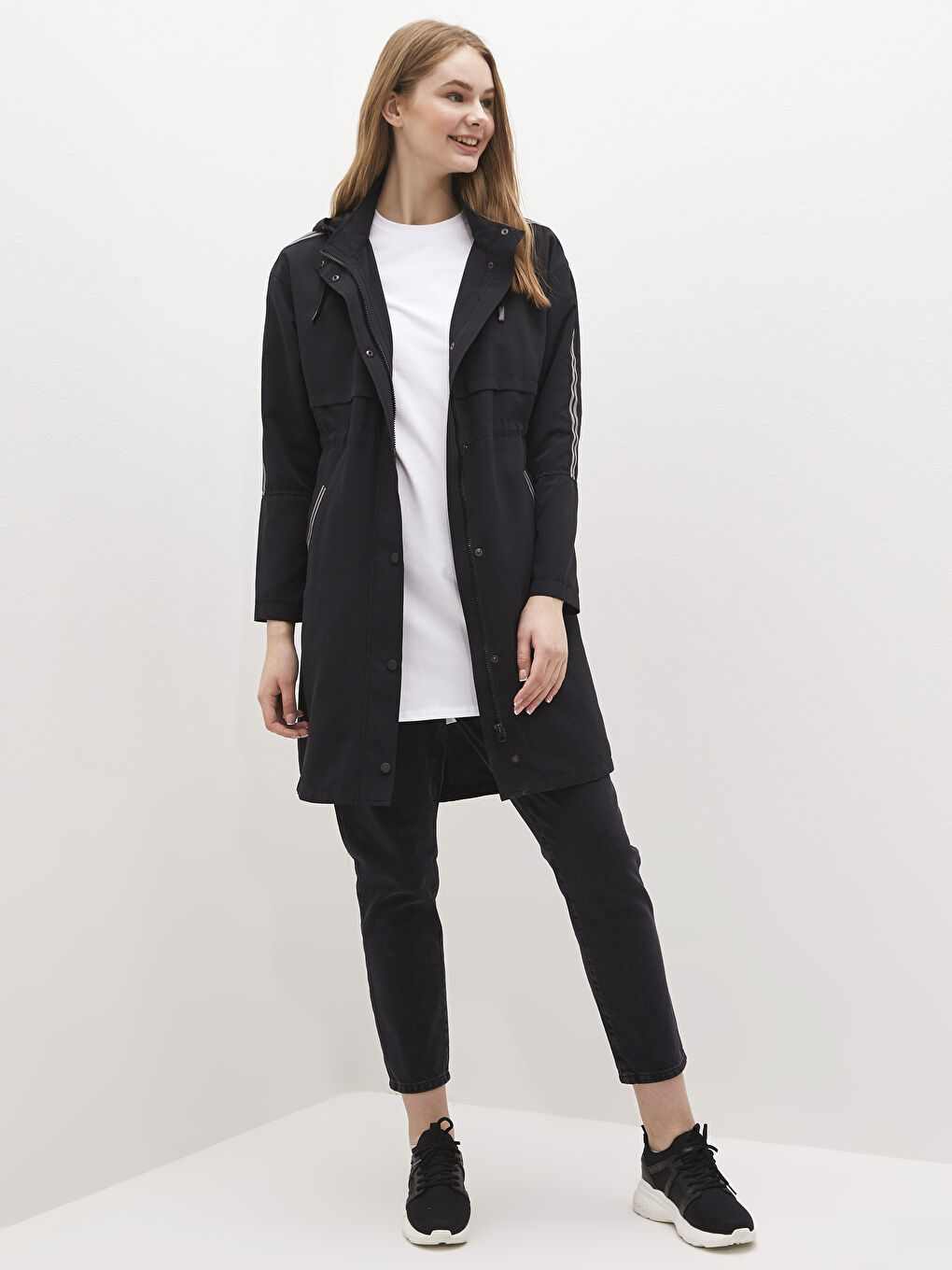 Hooded Patterned Long Sleeve Women's Raincoat-2