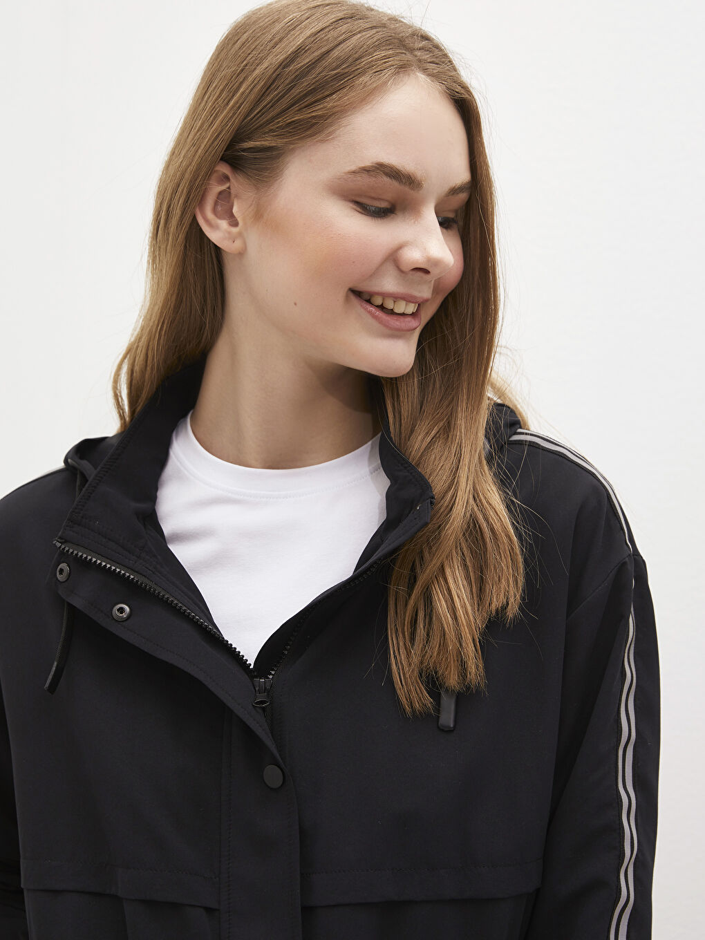 Hooded Patterned Long Sleeve Women's Raincoat-3