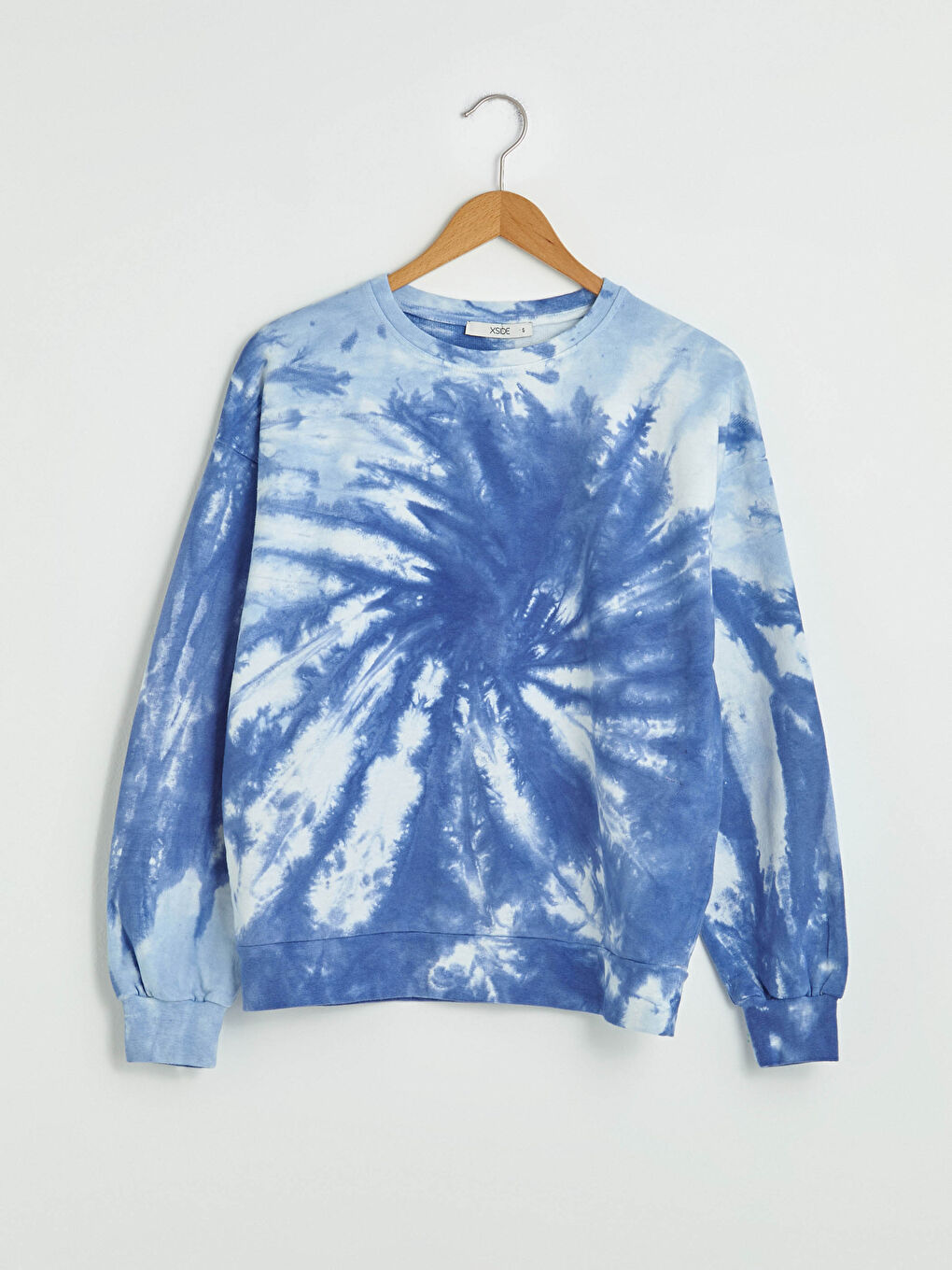 Mavi Bisiklet Yaka Desenli Uzun Kollu Kadın Sweatshirt-4