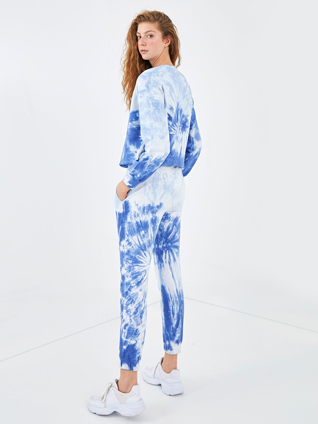 Mavi Beli Lastikli Kadın Jogger Eşofman Altı-3