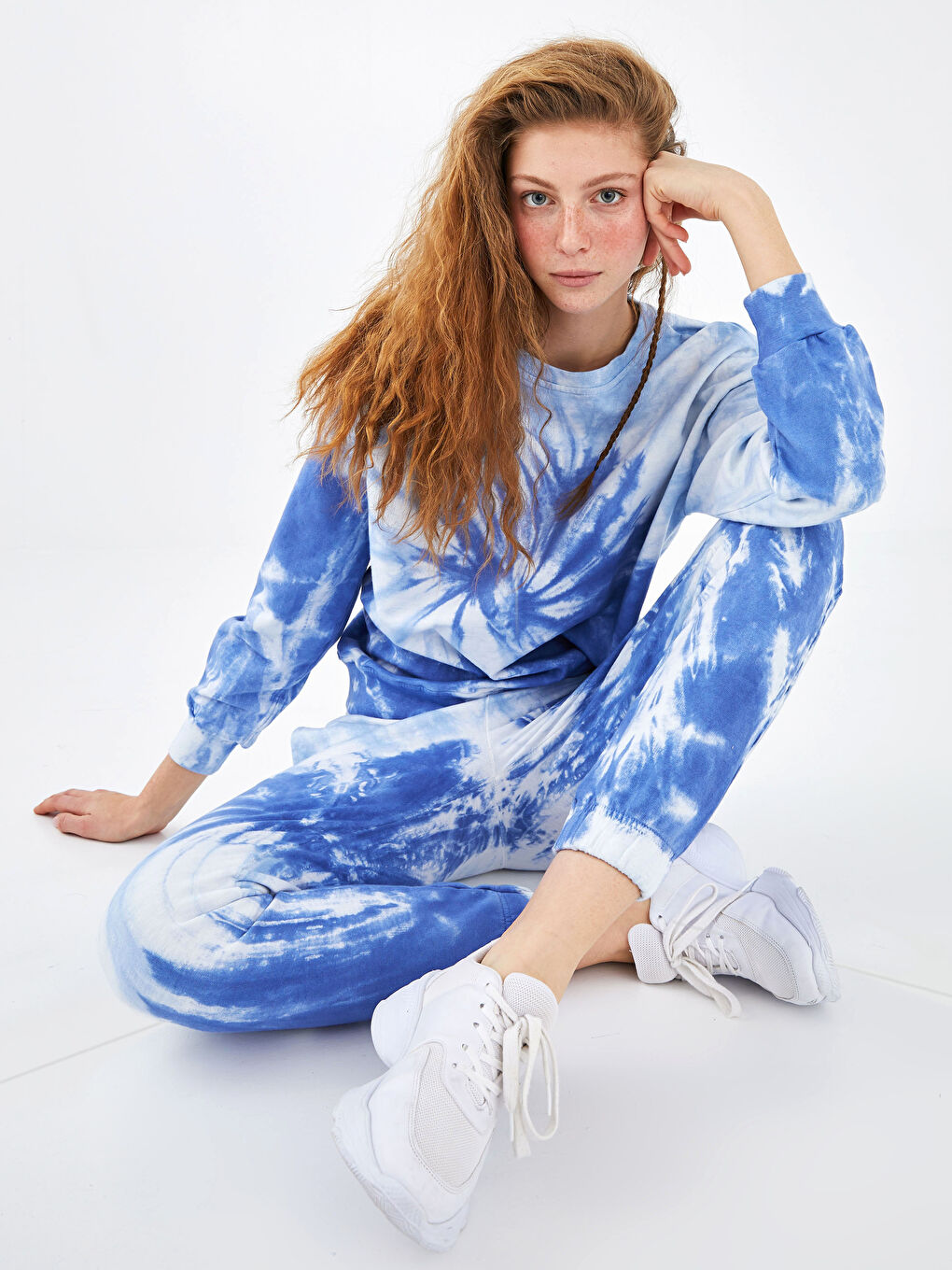 Mavi Beli Lastikli Kadın Jogger Eşofman Altı-2