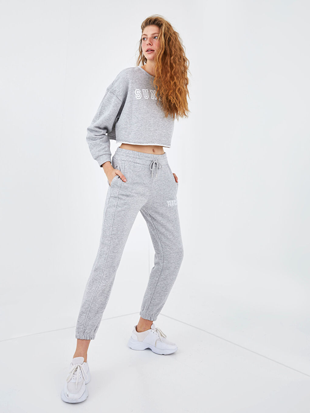 Elastic Waist Text Printed Women's Jogger Sweatpants