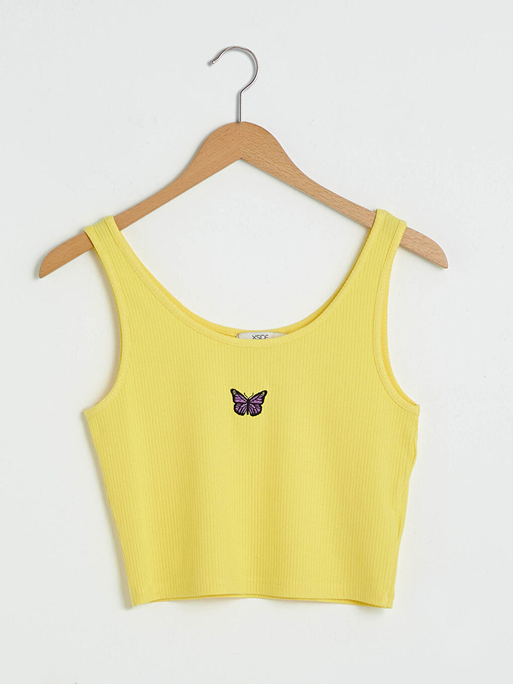 Maiou Crop Sport Cu Bretele Brodat și Guler în Formă de U pentru Femei-5