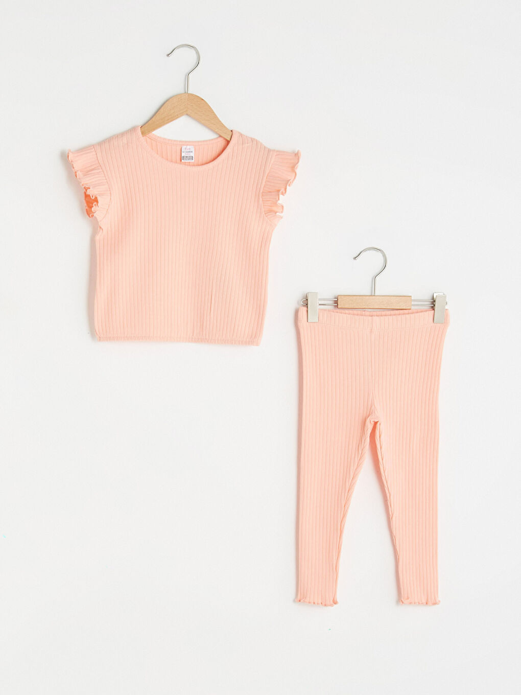 Pembe Bisiklet Yaka Basic Kız Bebek Bluz ve Pantolon 2'li Takım