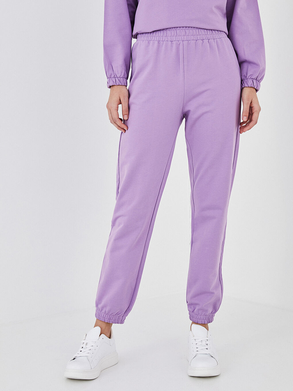 Mor Beli Lastikli Kadın Eşofman Alt-3