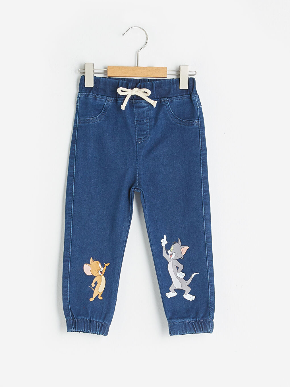 LCW baby Orta İndigo Rodeo Beli Lastikli Tom ve Jerry Baskılı Erkek Bebek Jogger Jean Pantolon - 1