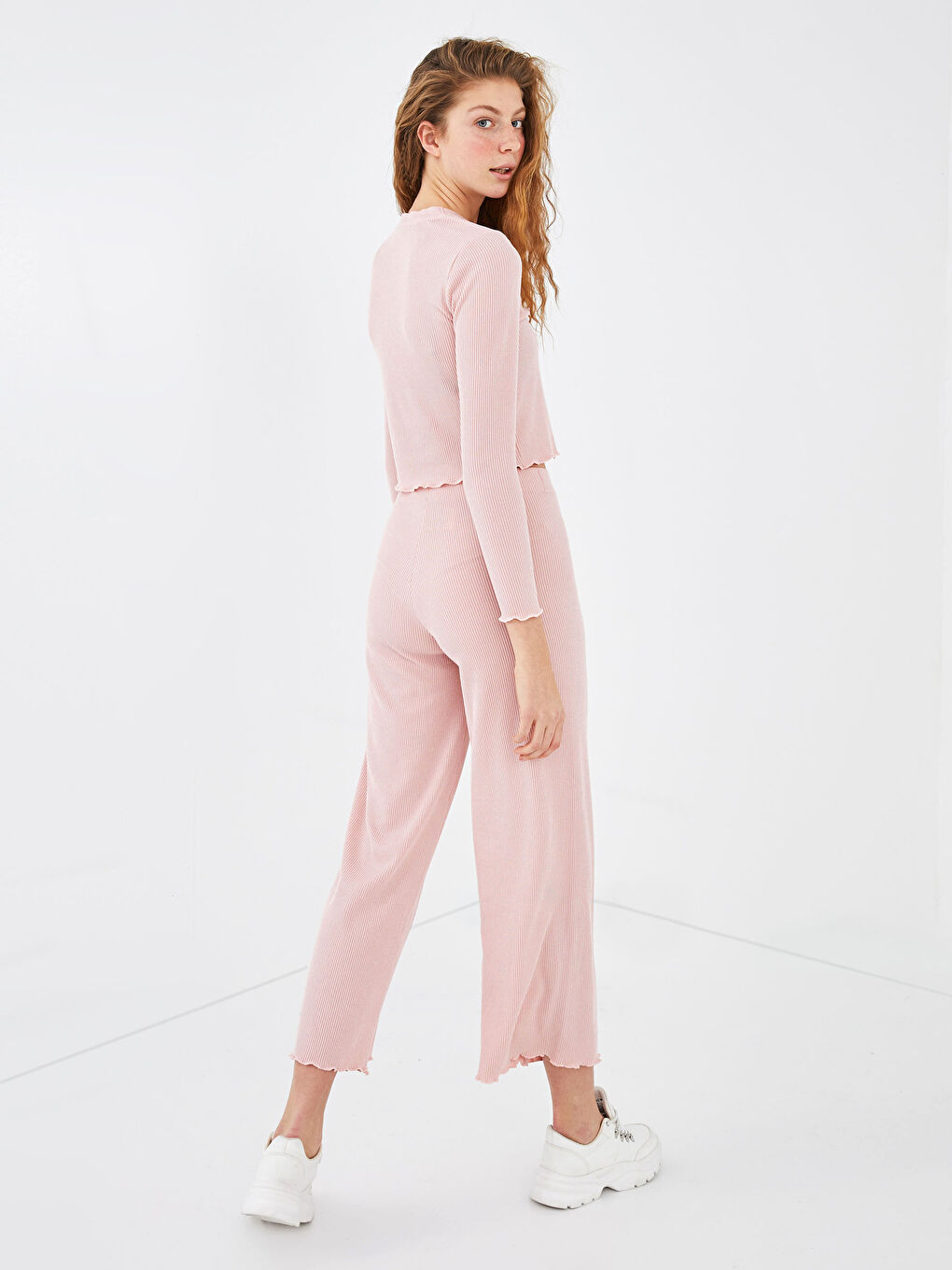 Waist Rubber Wide Leg Women's Jogger Pants-3