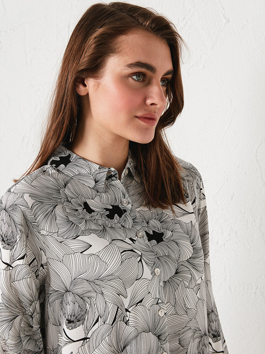 Printed Long Sleeve Viscose Women's Shirt Tunic-2