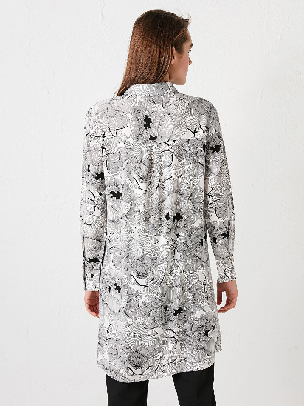 Printed Long Sleeve Viscose Women's Shirt Tunic-4