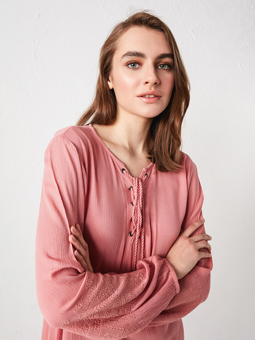 Turtle Neck Straight Long Sleeve Viscose Women's Tunic-2