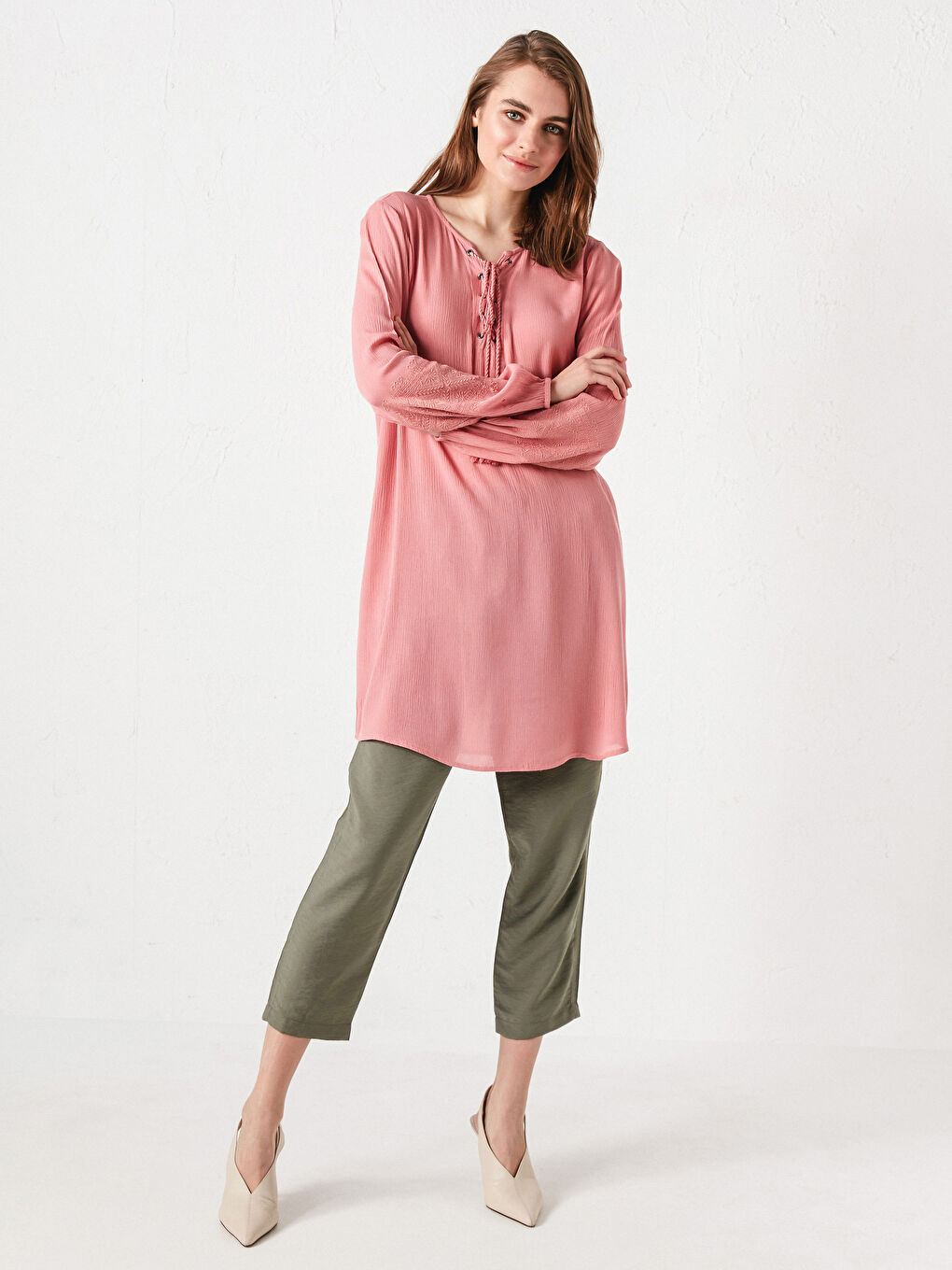 Turtle Neck Straight Long Sleeve Viscose Women's Tunic-3