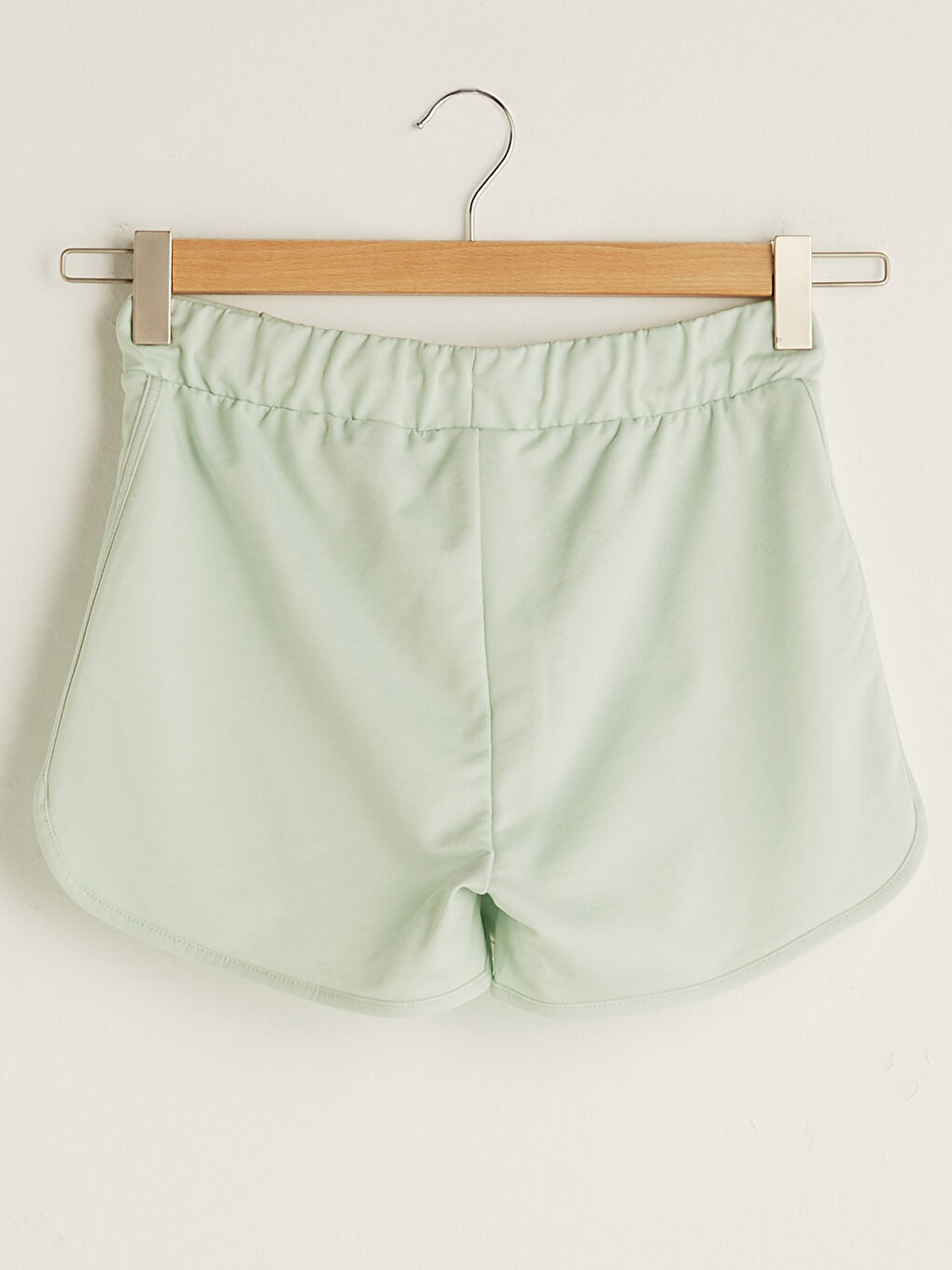Yeşil Kadın Beli Lastikli Düz Şort-6