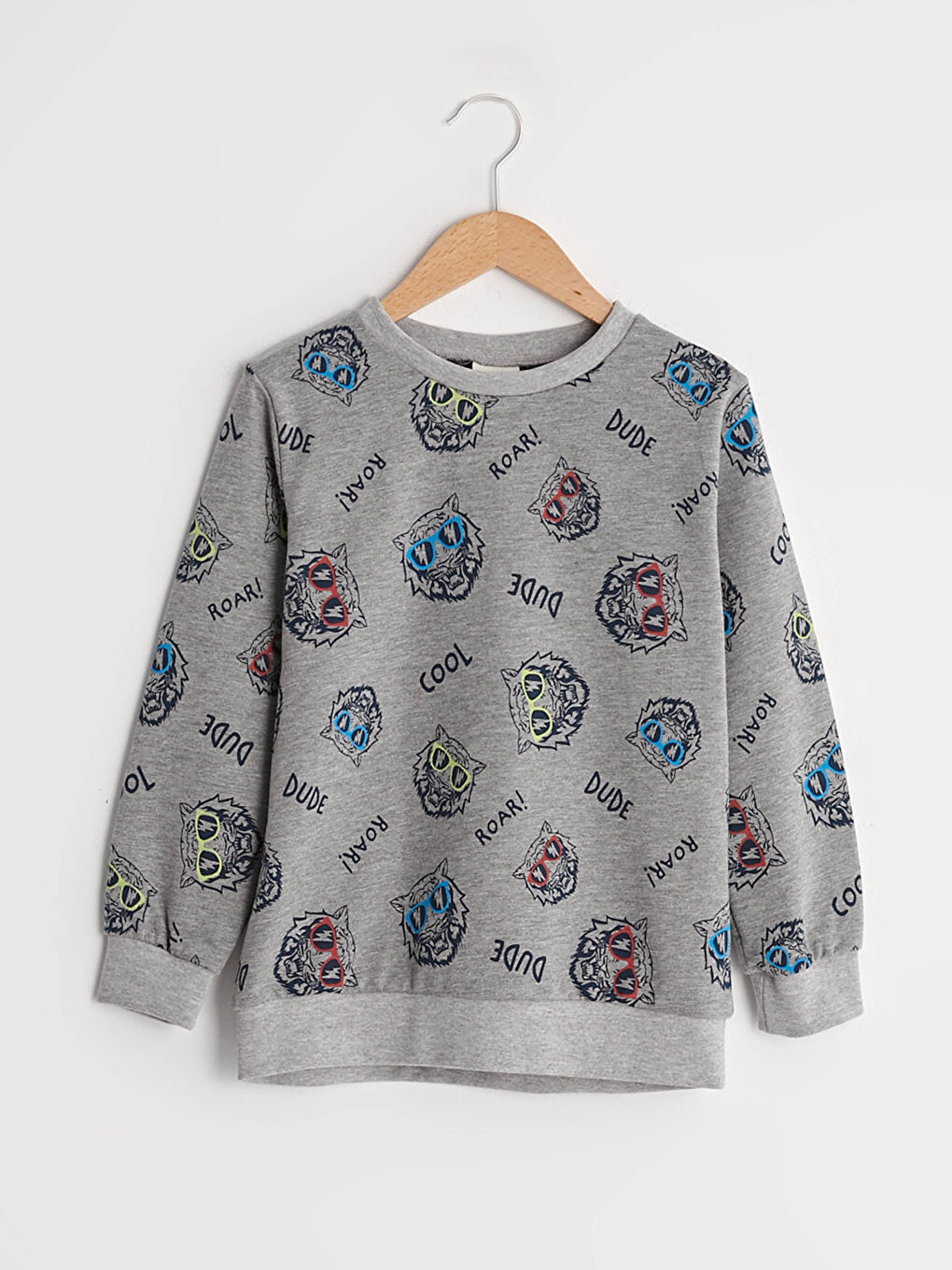 Siyah Bisiklet Yaka Baskılı Uzun Kollu Erkek Çocuk Sweatshirt