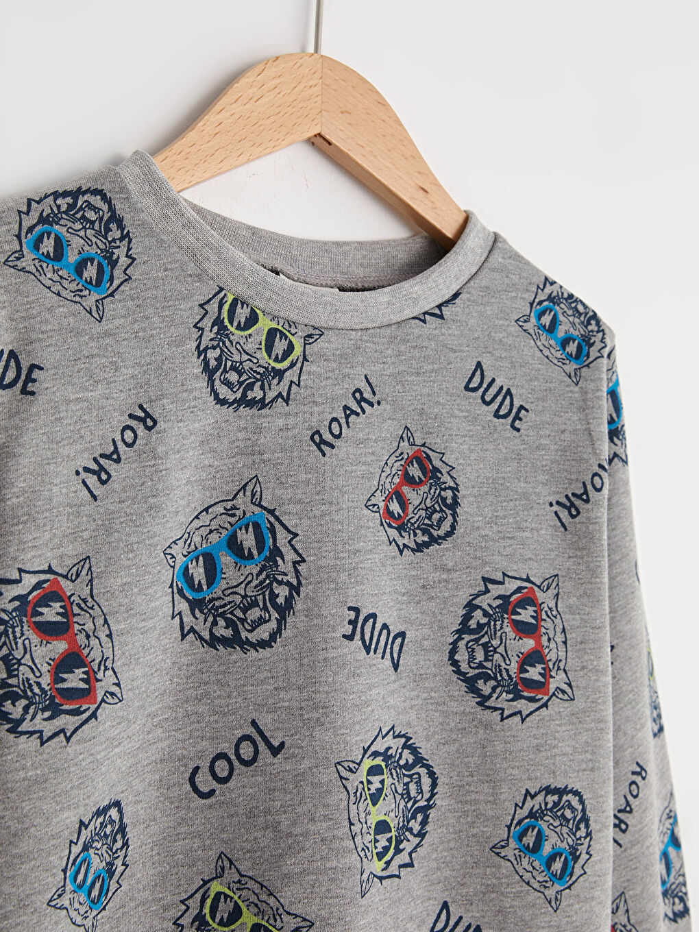 Siyah Bisiklet Yaka Baskılı Uzun Kollu Erkek Çocuk Sweatshirt-1