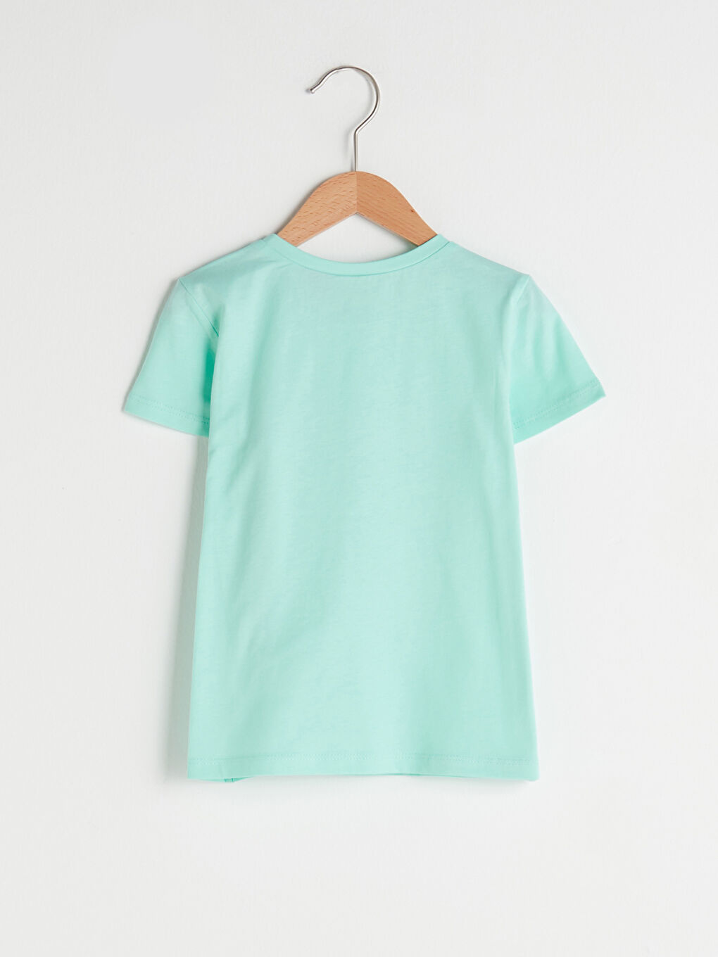 Bisiklet Yaka Deniz Kızı Baskılı Kısa Kollu Pamuklu Kız Çocuk Tişört-1