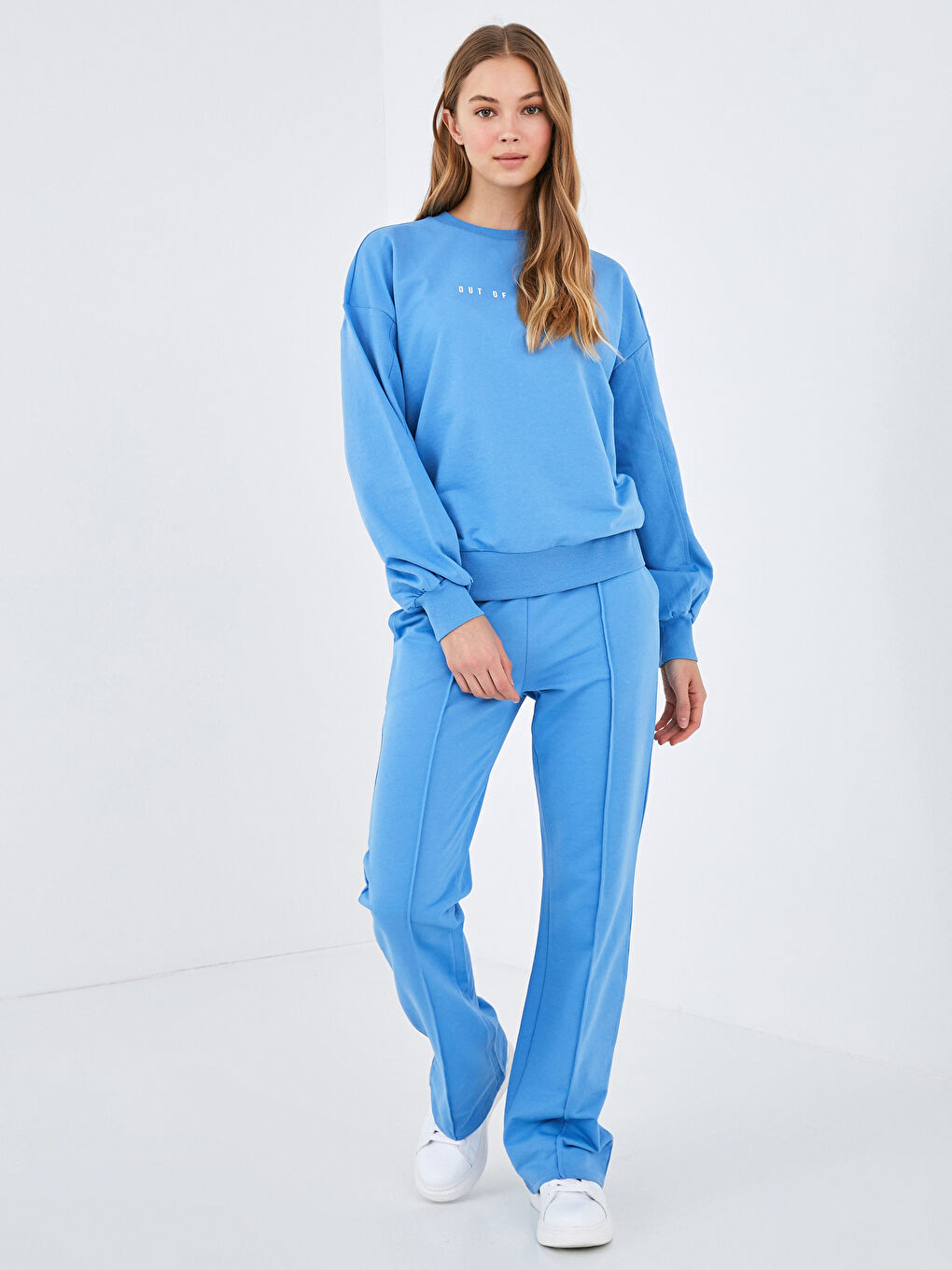 Mavi Beli Lastikli Kadın Eşofman Alt-4