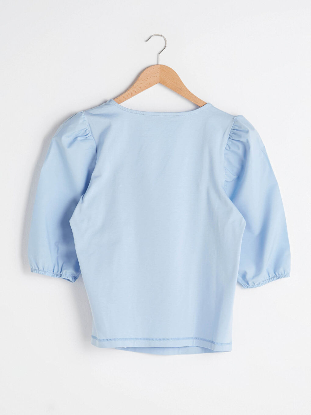 Square Collar Plain Short Sleeve Women's Blouse-6