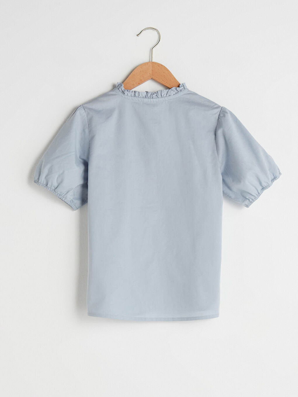 Chemise Basique à Col Détail Volants à Manches Courtes pour Fille-1