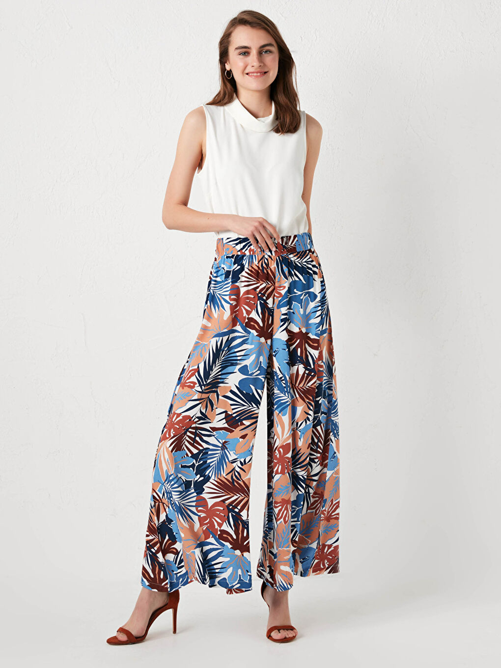 Παντελόνι-Φούστα Γυναικείο Βισκόζη με Εκτύπωση και Ελαστική Μέση