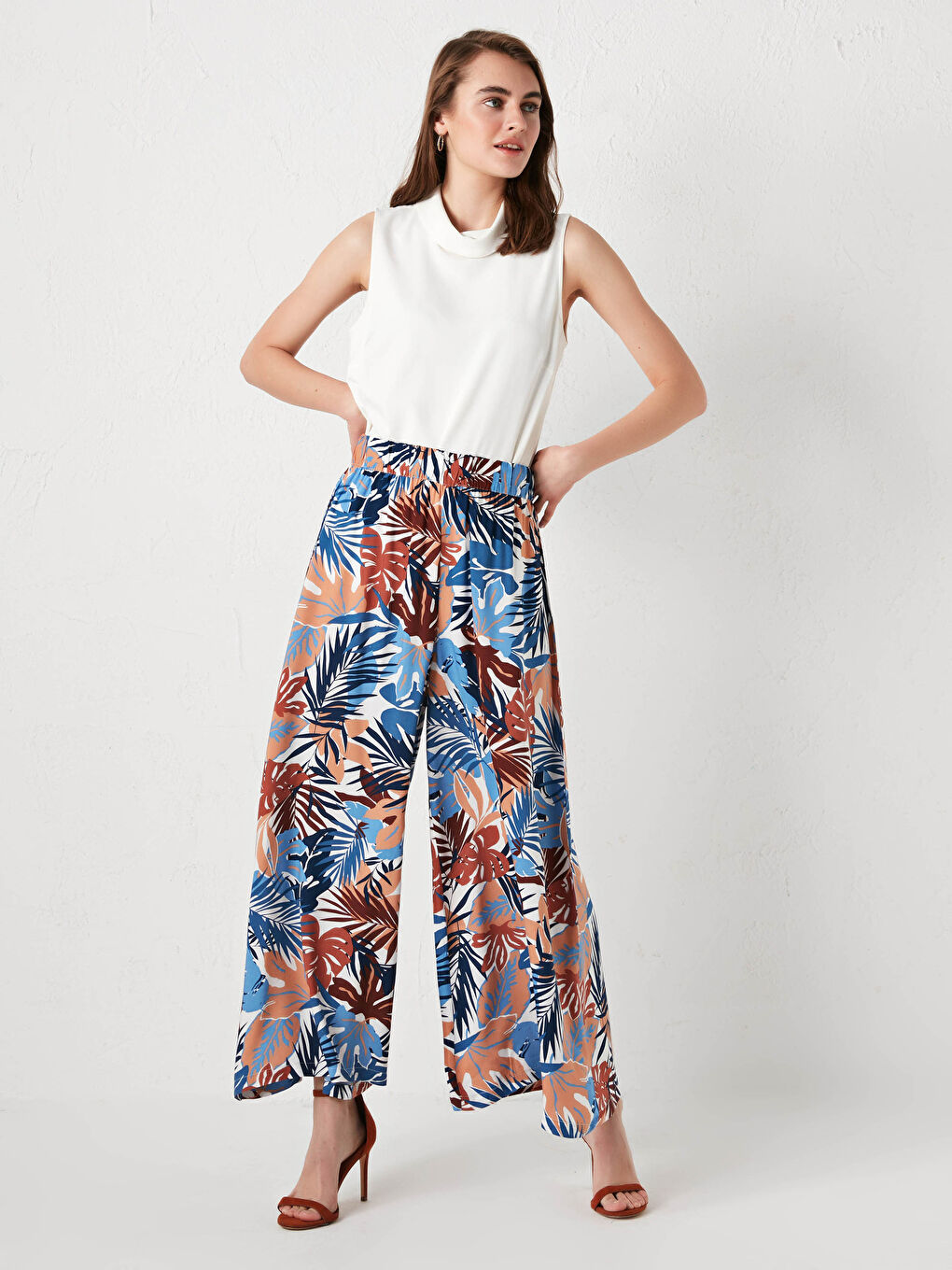 Παντελόνι-Φούστα Γυναικείο Βισκόζη με Εκτύπωση και Ελαστική Μέση-2