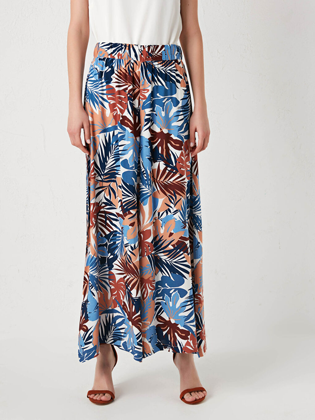 Παντελόνι-Φούστα Γυναικείο Βισκόζη με Εκτύπωση και Ελαστική Μέση-3