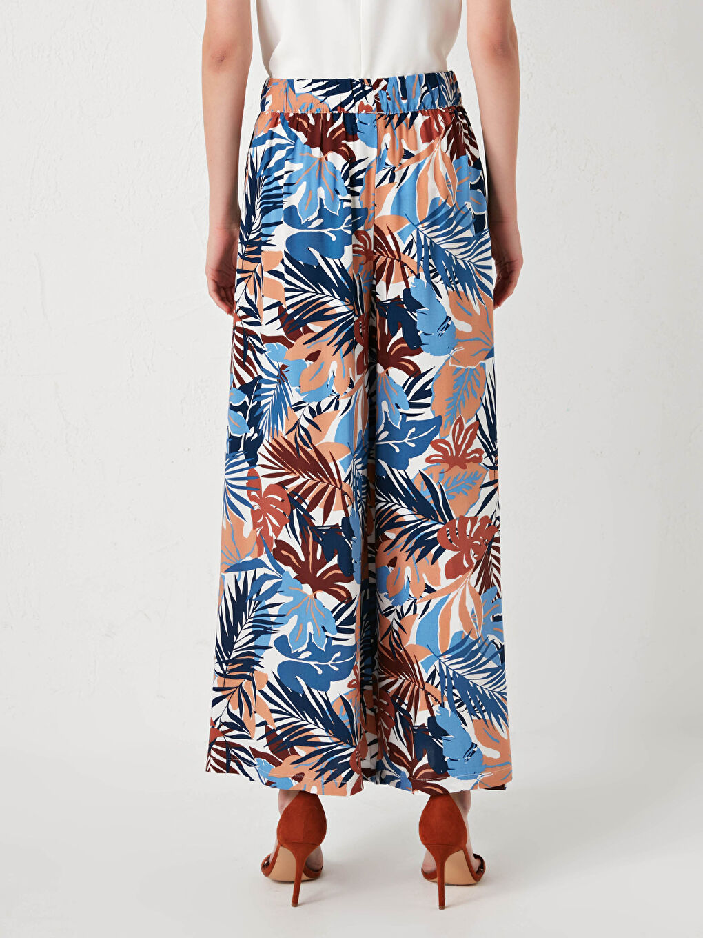 Παντελόνι-Φούστα Γυναικείο Βισκόζη με Εκτύπωση και Ελαστική Μέση-4