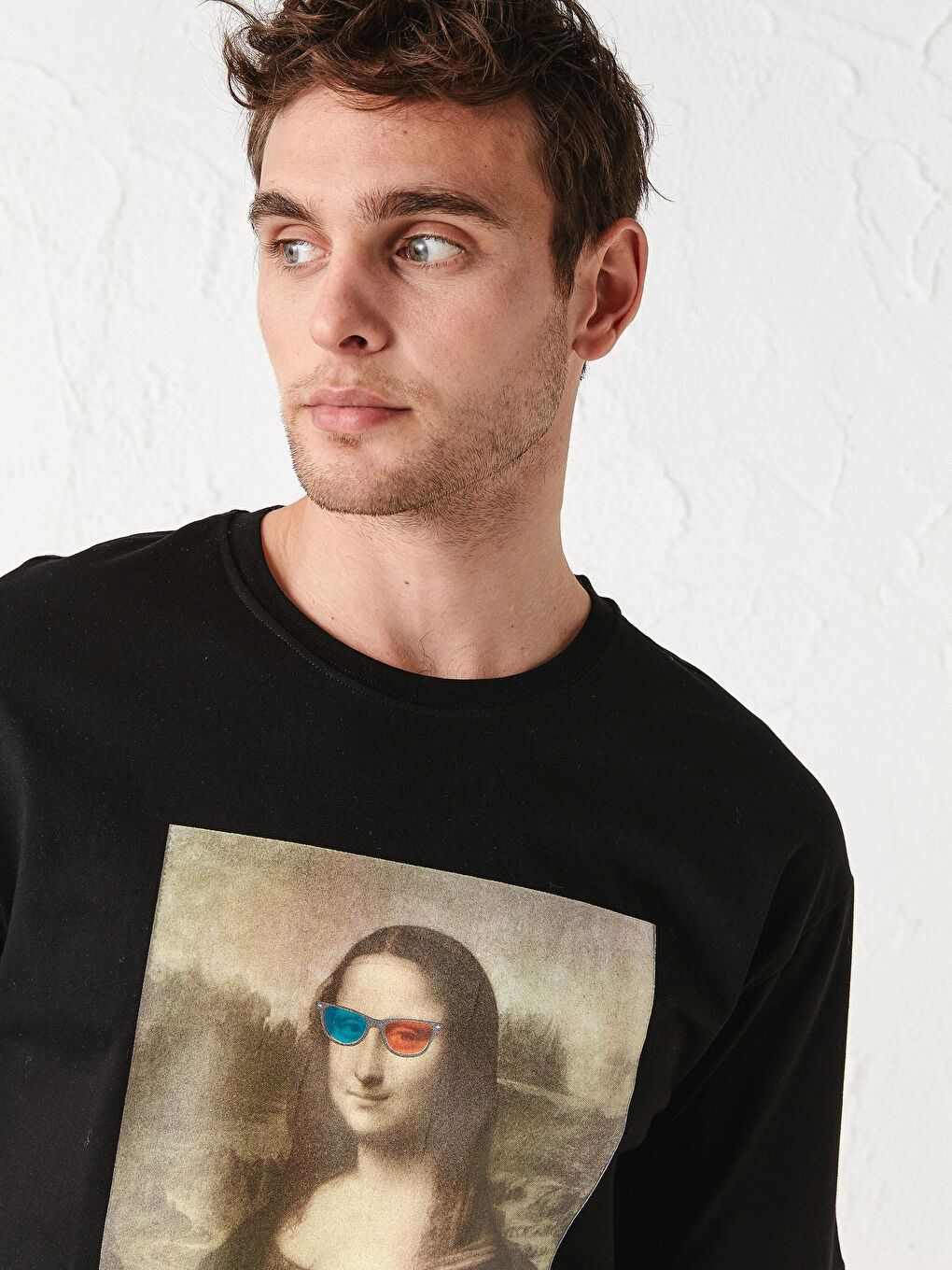 XSIDE Crew Neck Short Sleeve Mona Lisa Printed Combed Cotton Men's T-Shirt -S1DK21Z8-CVL