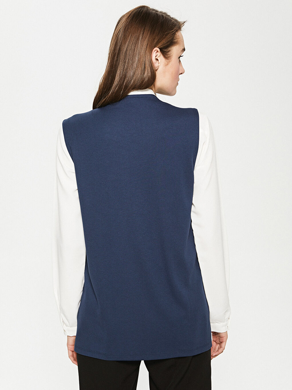 V Neck Stone Printed Sleeveless Pocket Detailed Women's Vest-4