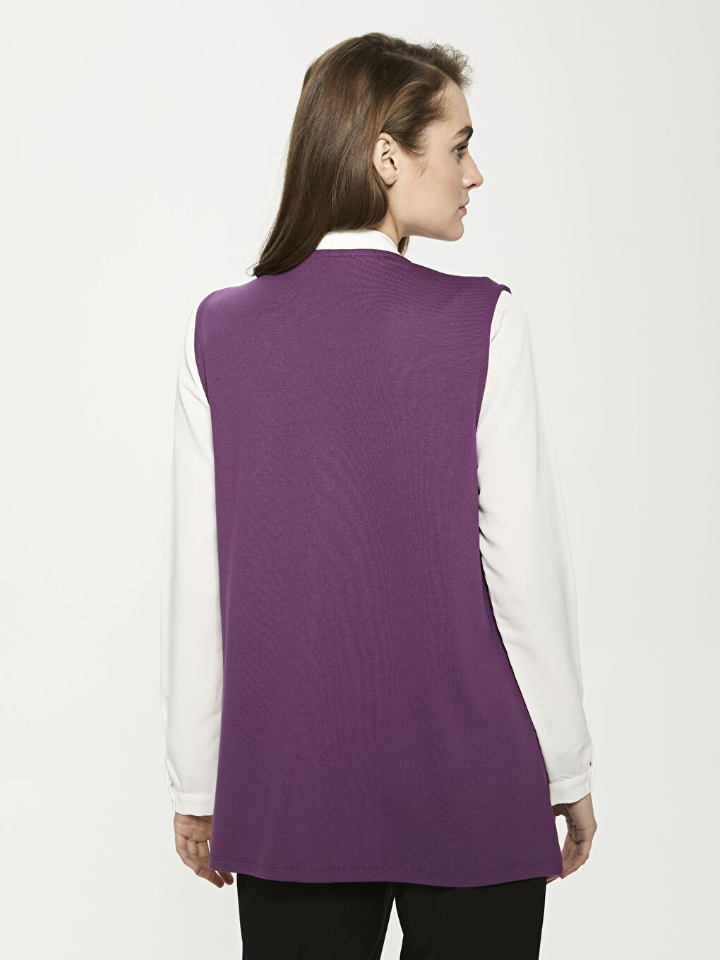 V Neck Stone Printed Sleeveless Pocket Detailed Women's Vest-3