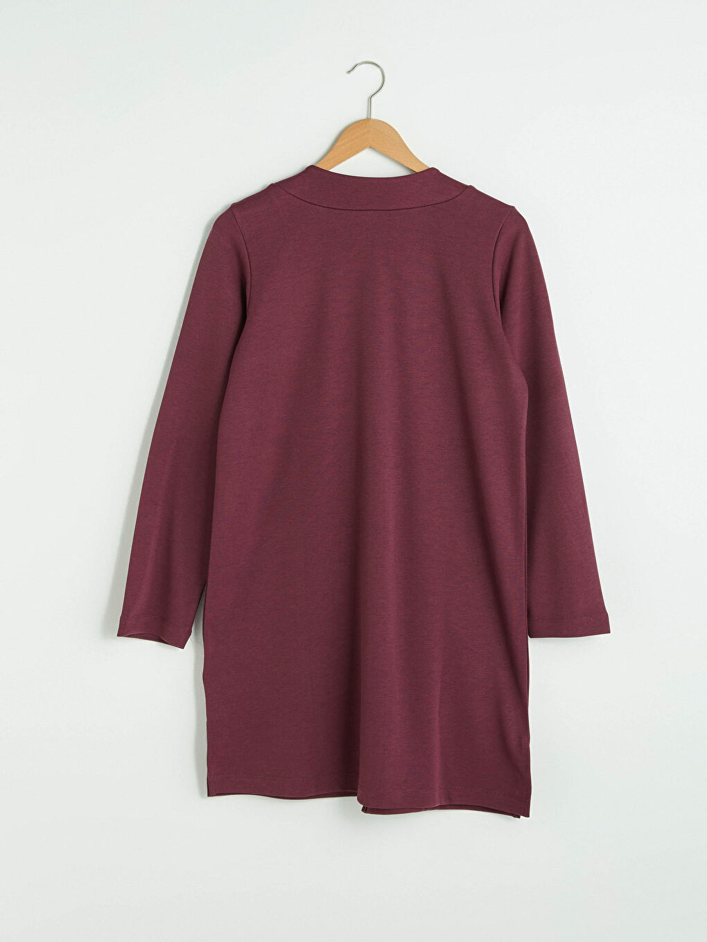 Mürdüm Bisiklet Yaka Fermuarlı Cep Detaylı Uzun Kollu Kadın Hırka-7