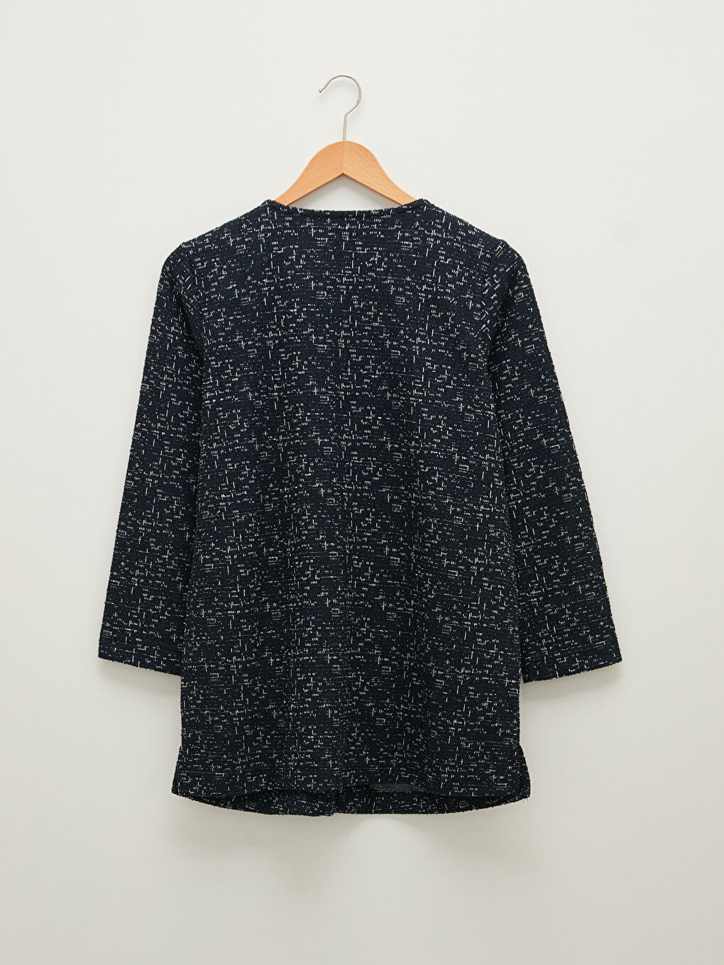 Lacivert Bisiklet Yaka Desenli Uzun Kollu Kadın Hırka-11