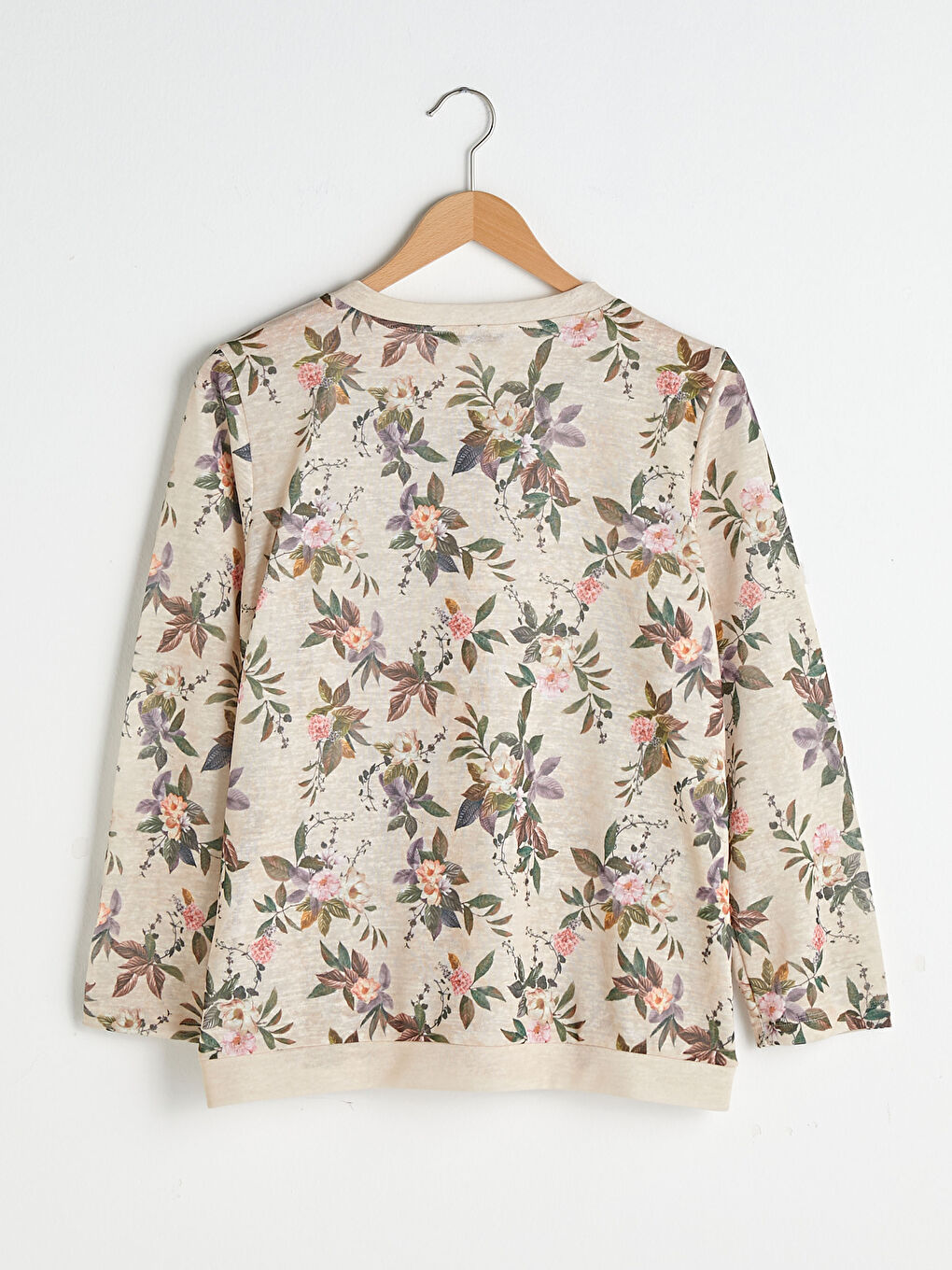 Cardigan pour Femmes à Col Rond Imprimé Floral avec Fermeture à Boutons et Manches Longues-8