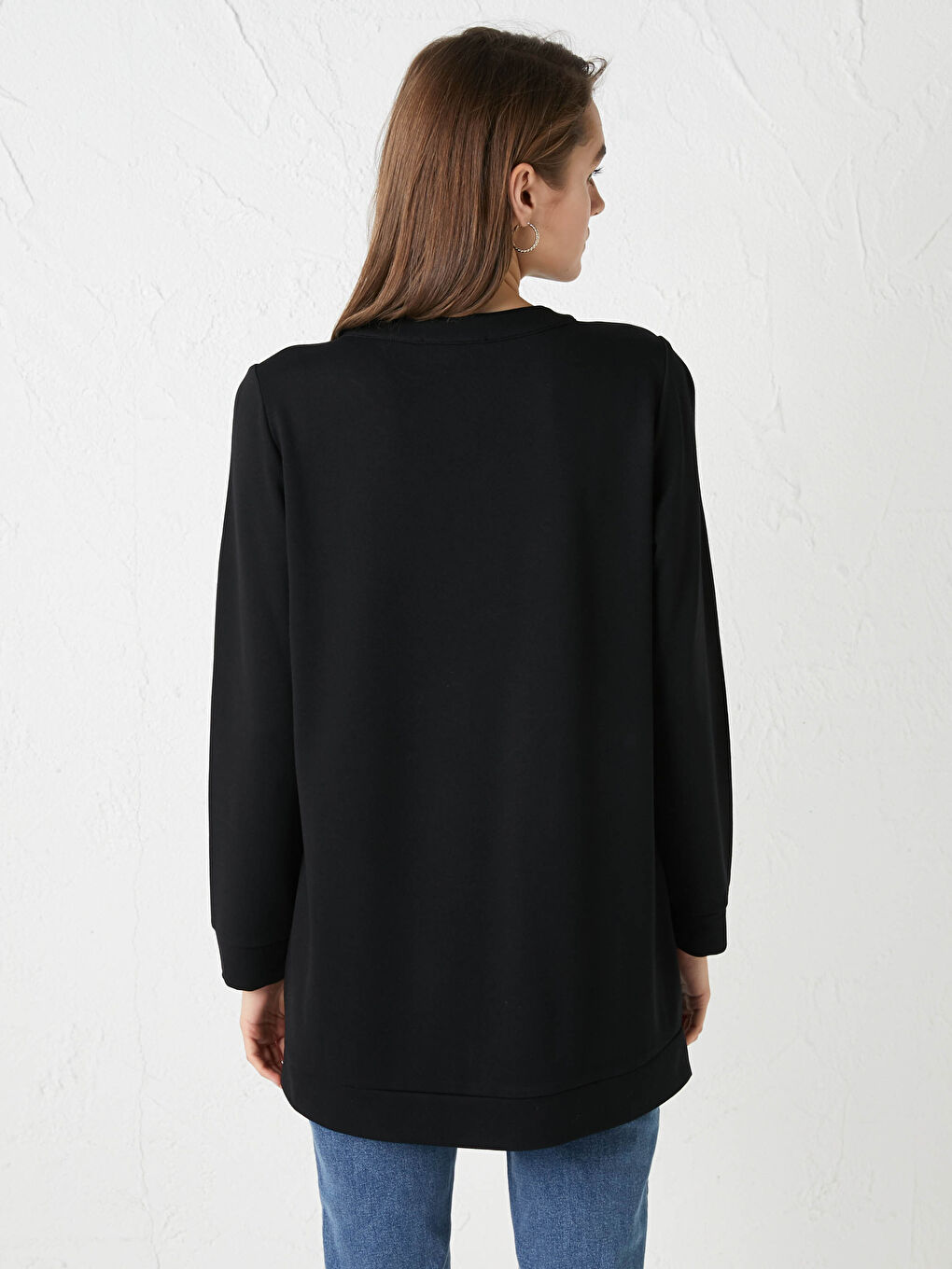 Siyah Bisiklet Yaka Nakışlı Fermuarlı Uzun Kollu Kadın Hırka-7