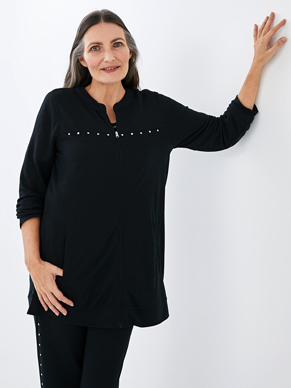 Stone Printed Long Sleeve Women's Cardigan-1