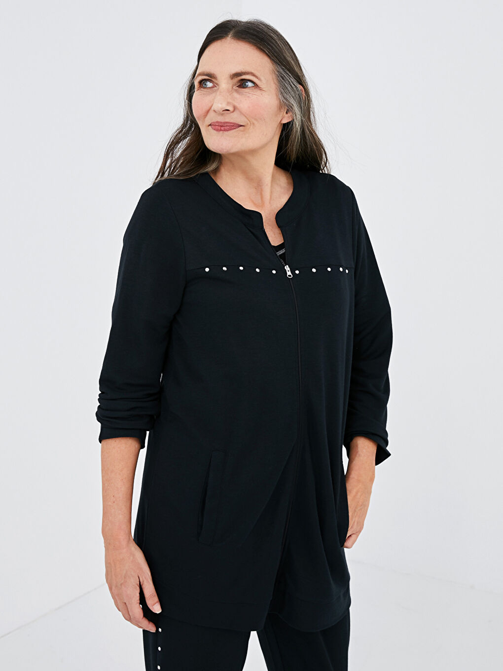 Stone Printed Long Sleeve Women's Cardigan-2