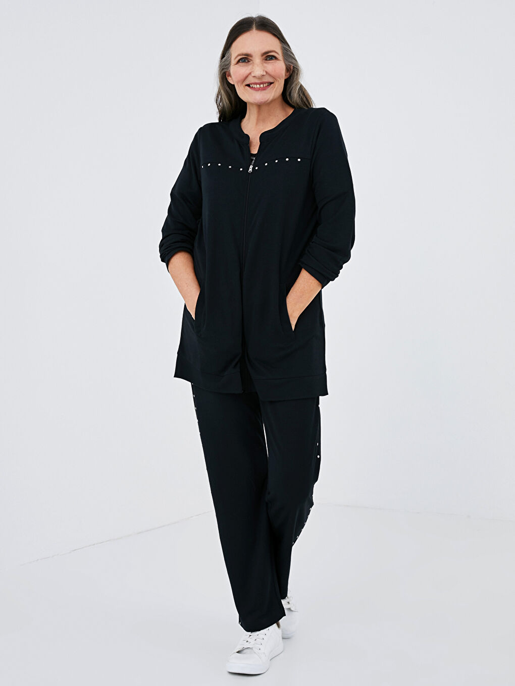 Stone Printed Long Sleeve Women's Cardigan-3