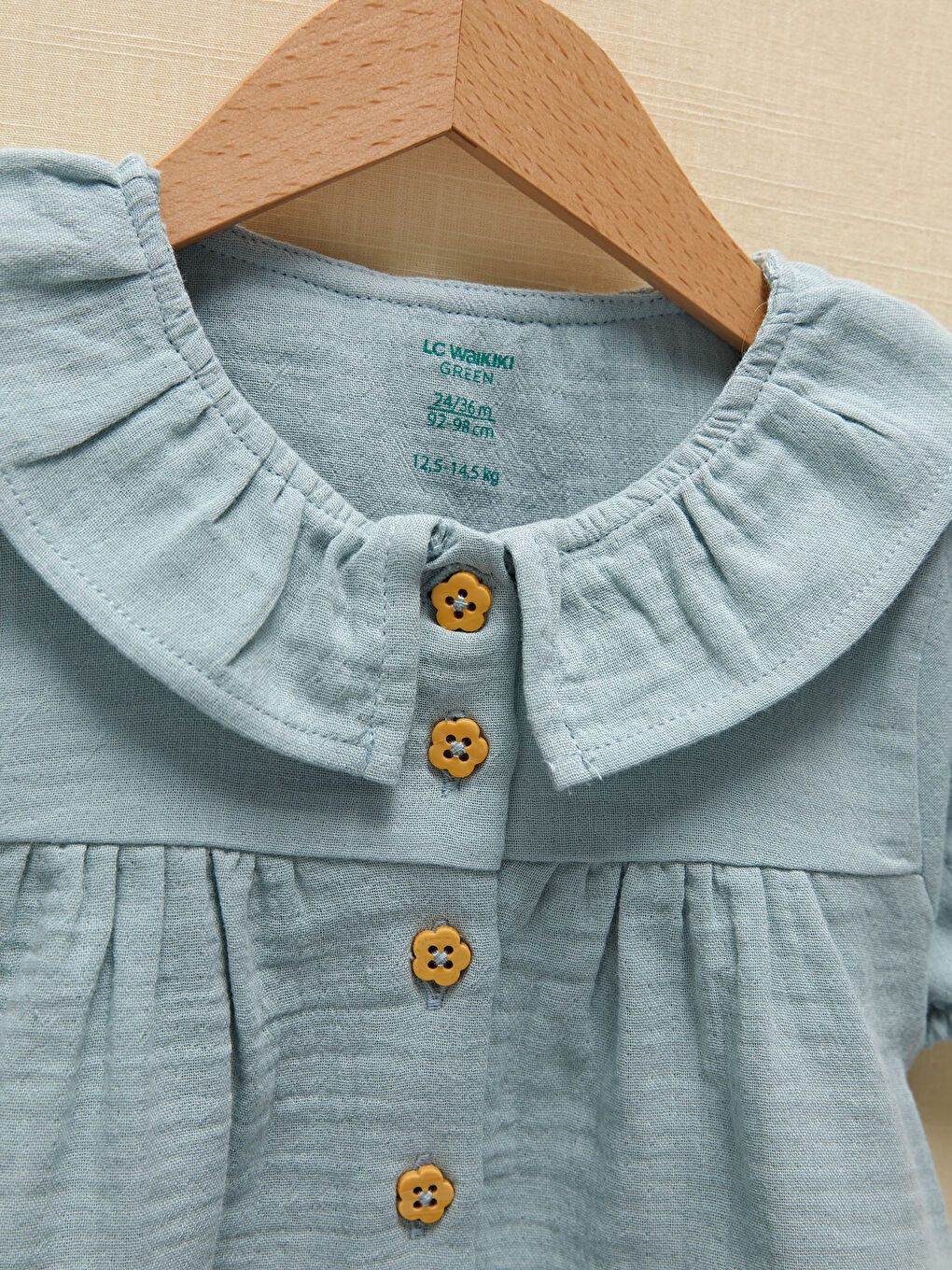 Baby Girls' Peter Pan Collar Short Sleeve Basic Shirt-1